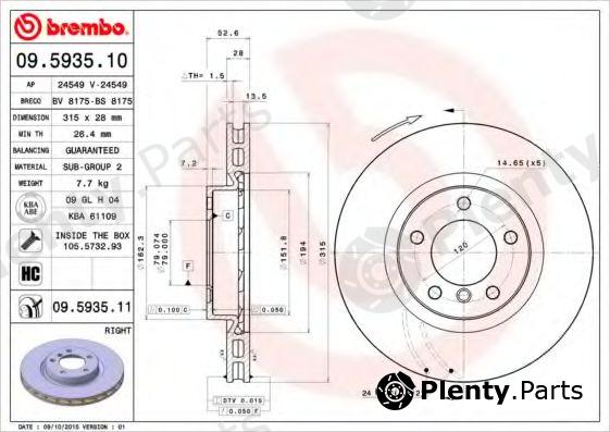  BREMBO part 09.5935.10 (09593510) Brake Disc