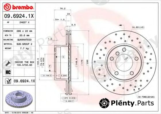  BREMBO part 09.6924.1X (0969241X) Brake Disc