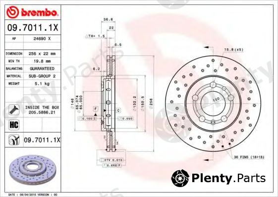  BREMBO part 09.7011.1X (0970111X) Brake Disc