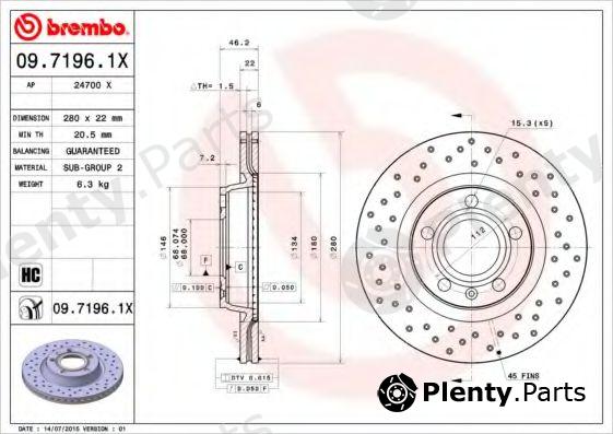  BREMBO part 0971961X Brake Disc