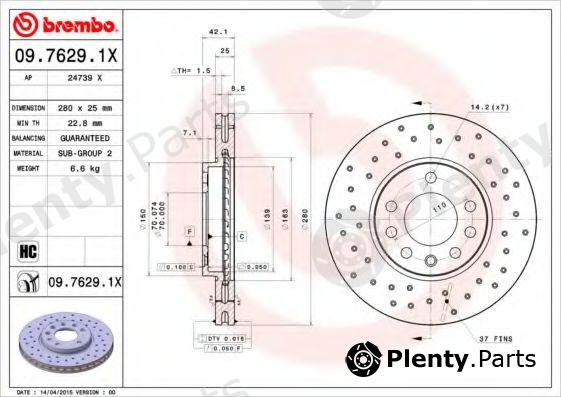  BREMBO part 0976291X Brake Disc