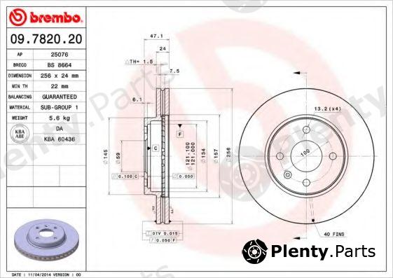  BREMBO part 09.7820.20 (09782020) Brake Disc