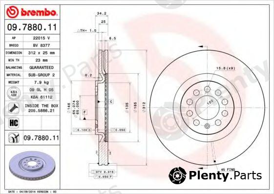  BREMBO part 0978801X Brake Disc