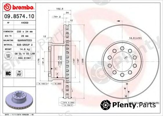  BREMBO part 09.8574.10 (09857410) Brake Disc