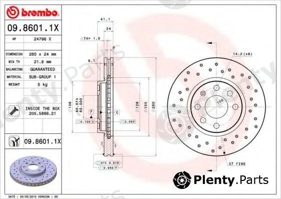  BREMBO part 09.8601.1X (0986011X) Brake Disc