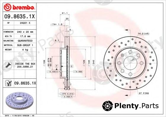  BREMBO part 09.8635.1X (0986351X) Brake Disc