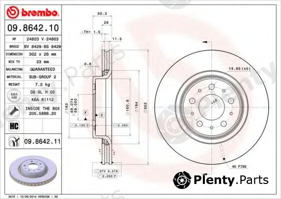  BREMBO part 09.8642.11 (09864211) Brake Disc