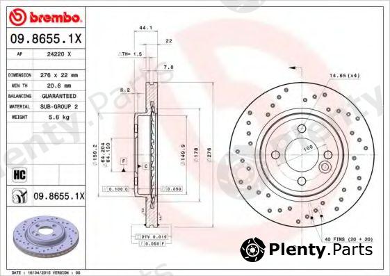  BREMBO part 09.8655.1X (0986551X) Brake Disc