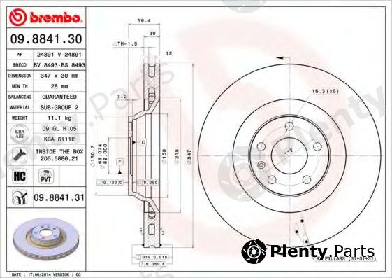  BREMBO part 09.8841.31 (09884131) Brake Disc