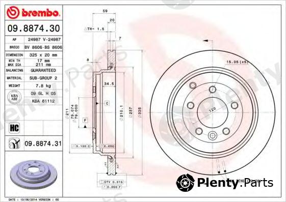  BREMBO part 09.8874.30 (09887430) Brake Disc