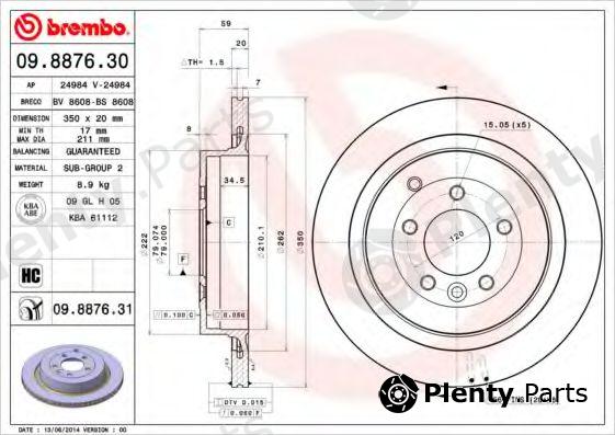  BREMBO part 09.8876.30 (09887630) Brake Disc