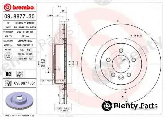  BREMBO part 09.8877.31 (09887731) Brake Disc