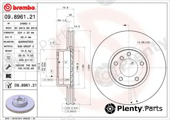  BREMBO part 09.8961.21 (09896121) Brake Disc