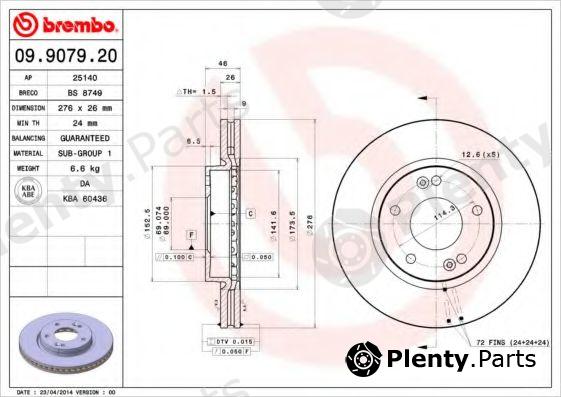  BREMBO part 09.9079.20 (09907920) Brake Disc