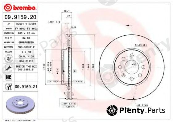 BREMBO part 09.9159.20 (09915920) Brake Disc