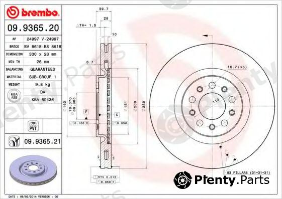  BREMBO part 09.9365.21 (09936521) Brake Disc