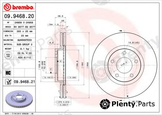 BREMBO part 09.9468.20 (09946820) Brake Disc