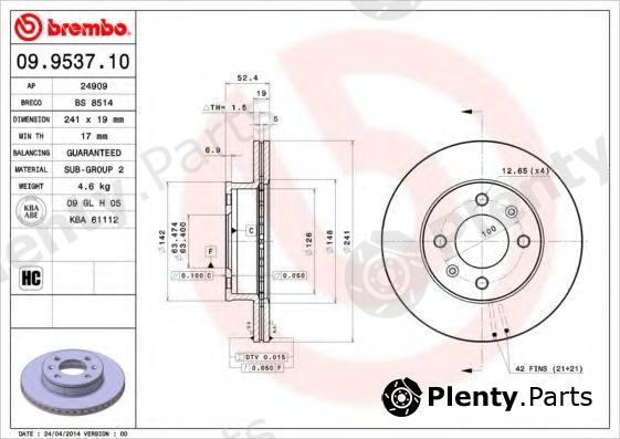  BREMBO part 09.9537.10 (09953710) Brake Disc