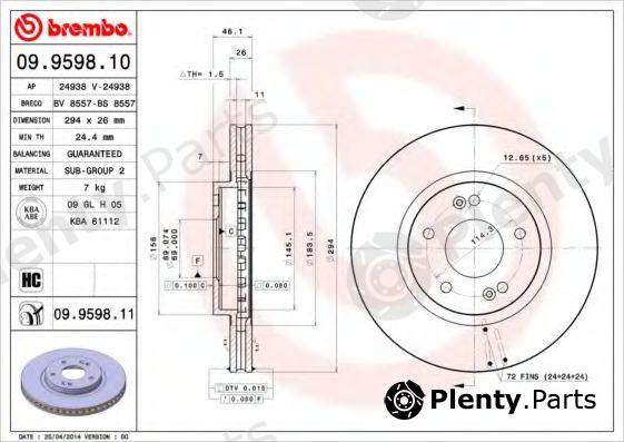  BREMBO part 09.9598.11 (09959811) Brake Disc