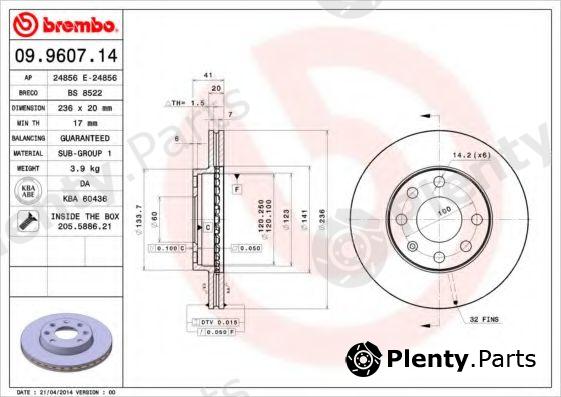  BREMBO part 09.9607.14 (09960714) Brake Disc