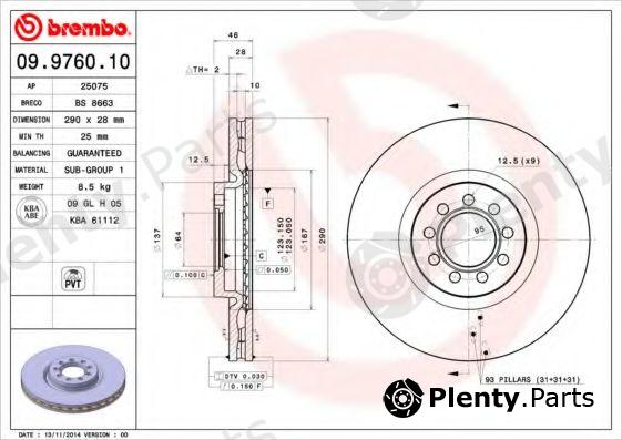  BREMBO part 09.9760.10 (09976010) Brake Disc