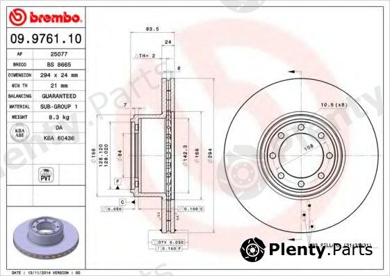  BREMBO part 09.9761.10 (09976110) Brake Disc