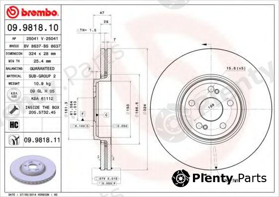  BREMBO part 09.9818.10 (09981810) Brake Disc