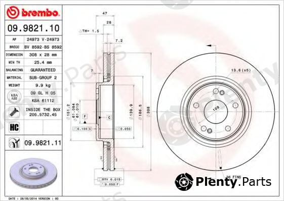  BREMBO part 09.9821.10 (09982110) Brake Disc