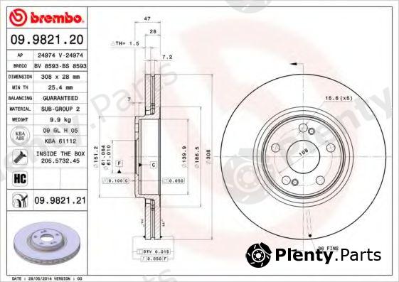  BREMBO part 09.9821.20 (09982120) Brake Disc