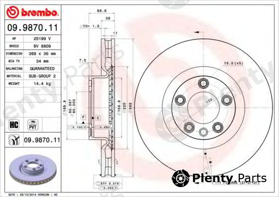  BREMBO part 09.9870.11 (09987011) Brake Disc