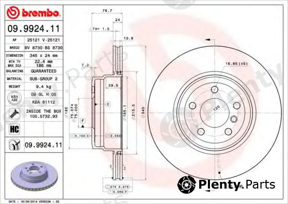  BREMBO part 09.9924.11 (09992411) Brake Disc