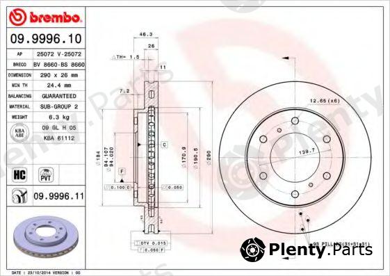  BREMBO part 09.9996.11 (09999611) Brake Disc