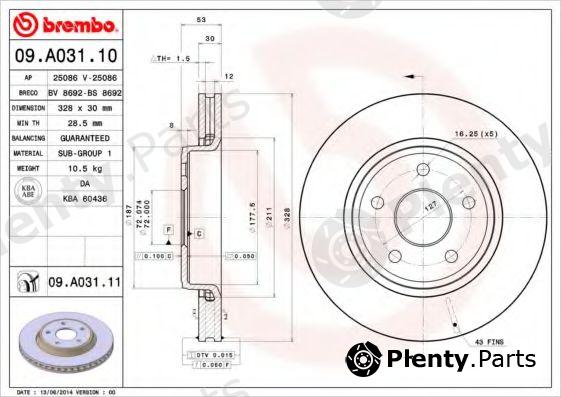  BREMBO part 09.A031.10 (09A03110) Brake Disc