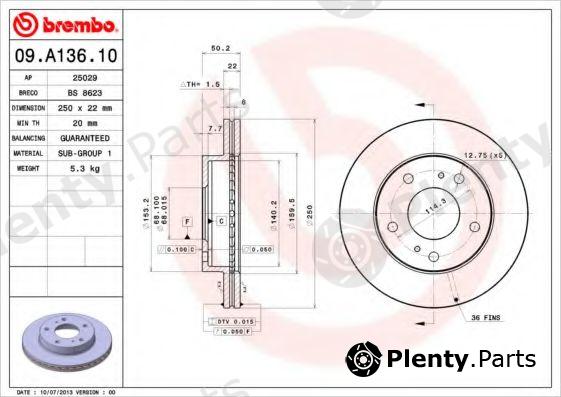  BREMBO part 09.A136.10 (09A13610) Brake Disc