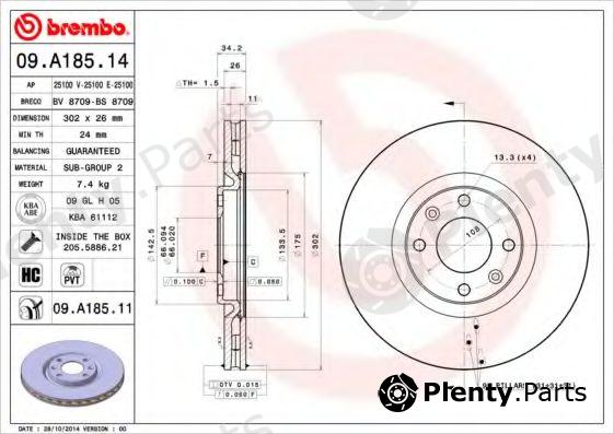  BREMBO part 09.A185.11 (09A18511) Brake Disc