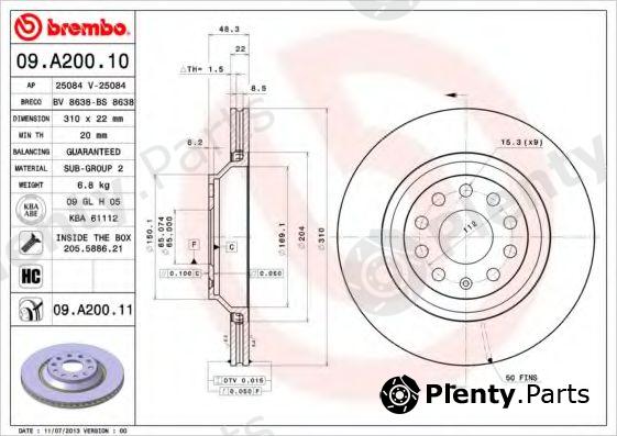  BREMBO part 09.A200.10 (09A20010) Brake Disc