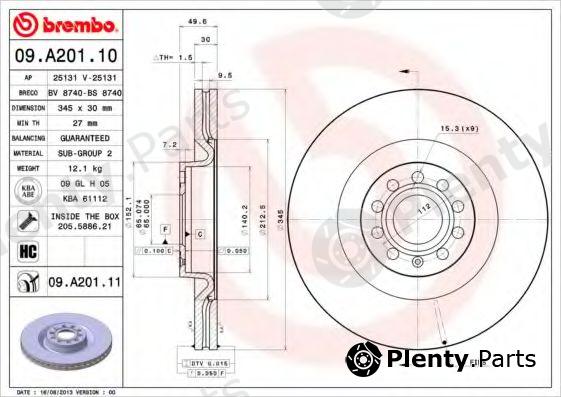  BREMBO part 09.A201.10 (09A20110) Brake Disc