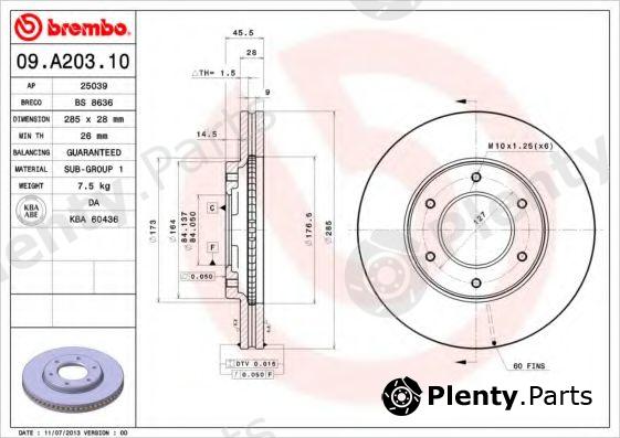 BREMBO part 09.A203.10 (09A20310) Brake Disc