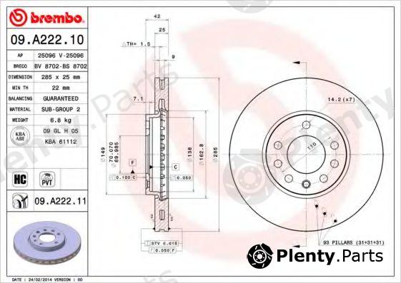 BREMBO part 09.A222.10 (09A22210) Brake Disc