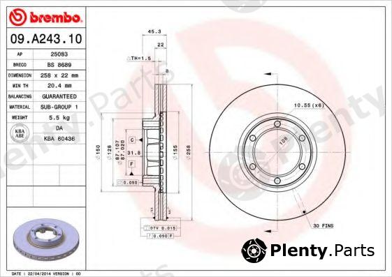  BREMBO part 09.A243.10 (09A24310) Brake Disc