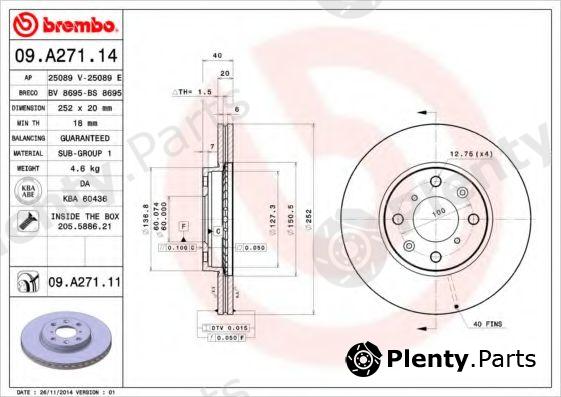  BREMBO part 09.A271.14 (09A27114) Brake Disc