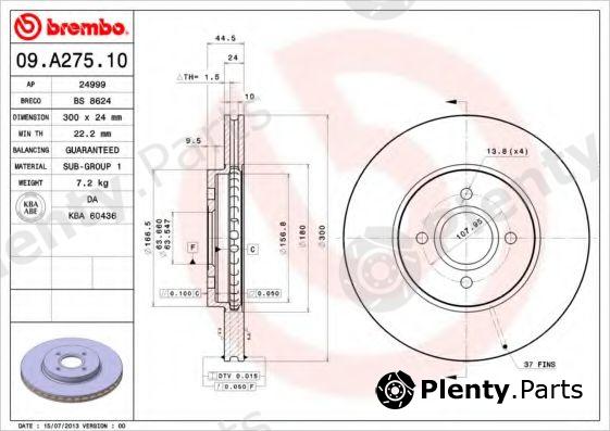  BREMBO part 09.A275.10 (09A27510) Brake Disc