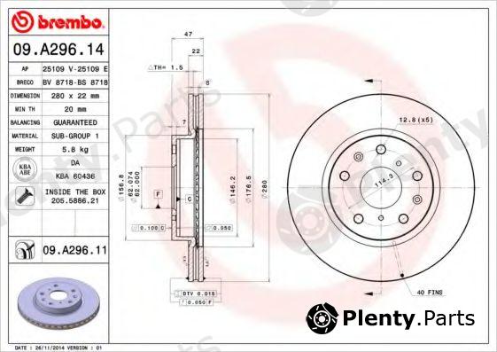  BREMBO part 09.A296.14 (09A29614) Brake Disc