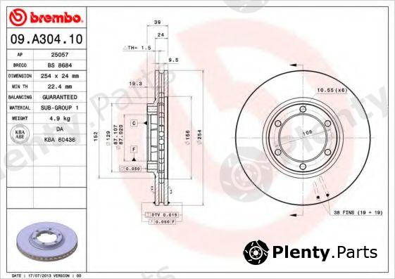  BREMBO part 09.A304.10 (09A30410) Brake Disc