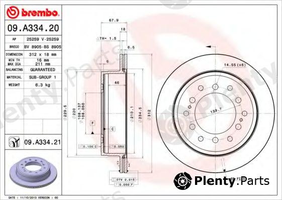  BREMBO part 09.A334.20 (09A33420) Brake Disc