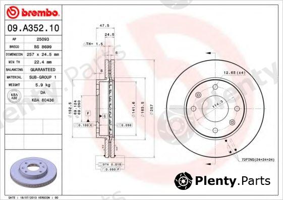  BREMBO part 09.A352.10 (09A35210) Brake Disc