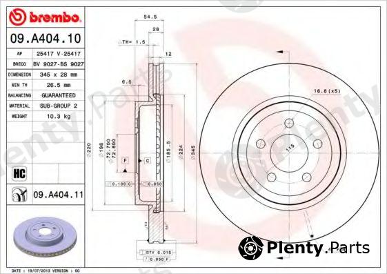  BREMBO part 09.A404.11 (09A40411) Brake Disc
