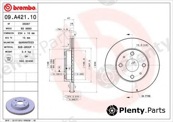  BREMBO part 09.A421.10 (09A42110) Brake Disc