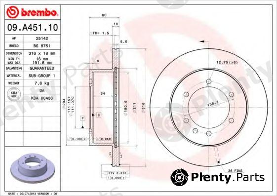  BREMBO part 09.A451.10 (09A45110) Brake Disc
