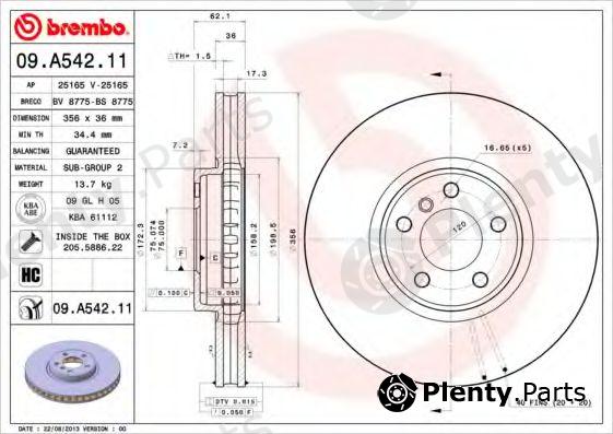  BREMBO part 09.A542.11 (09A54211) Brake Disc